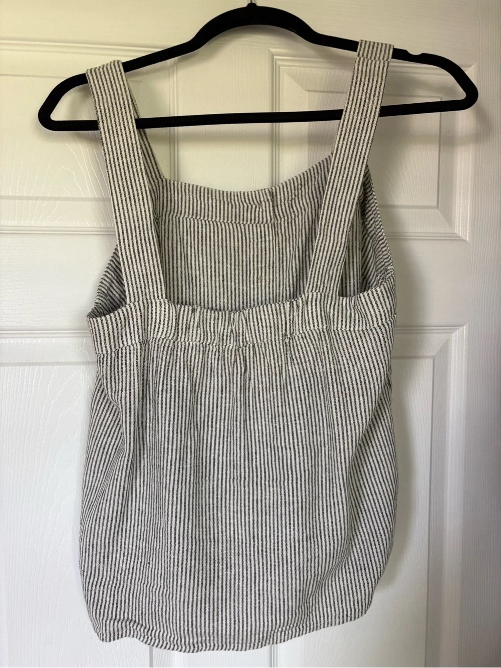 J. Crew Vertical Stripe Button-Front Tank Top - Cream/Black